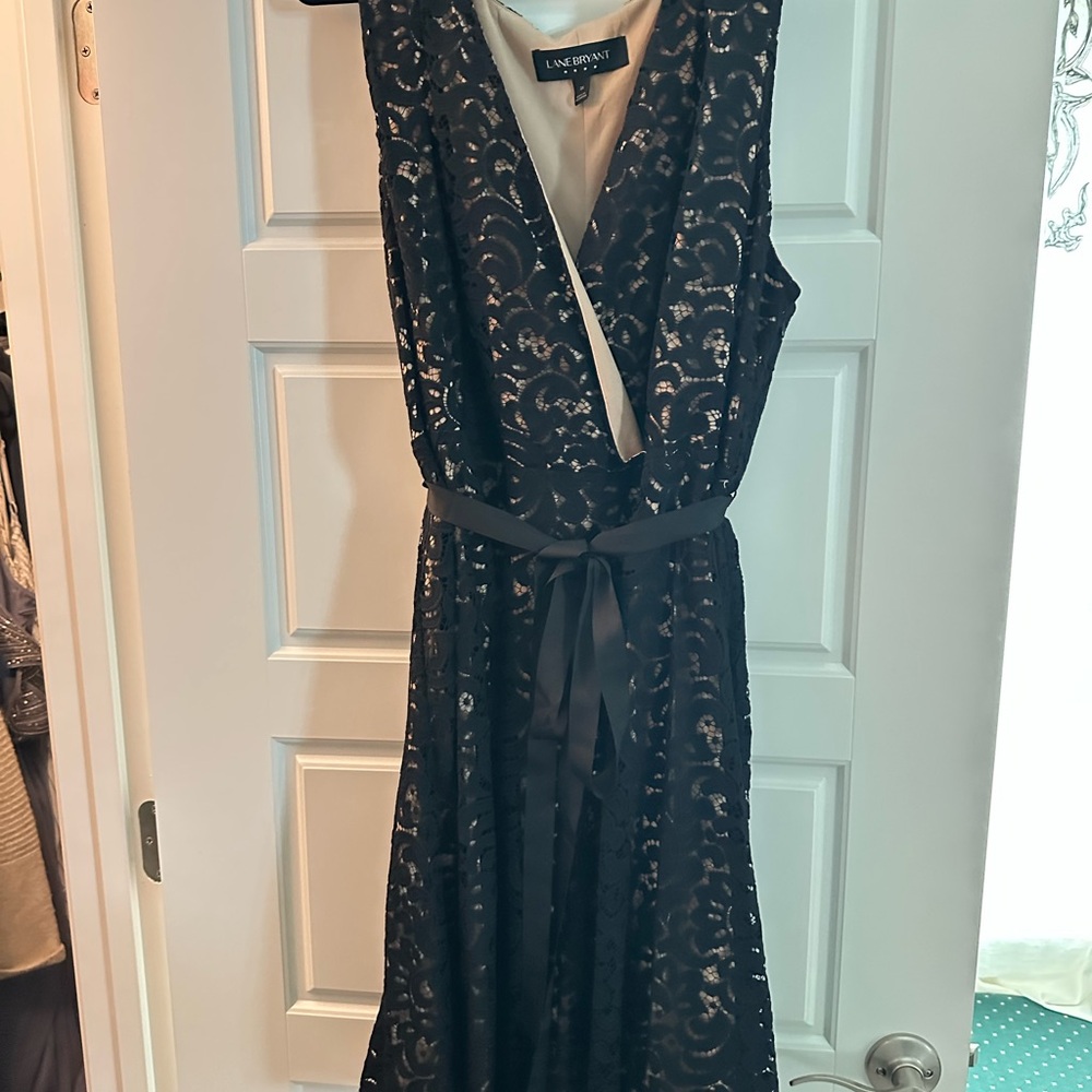 Lane Bryant Black and Cream Naked Cocktail Dress